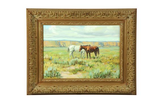 Appraisal: HORSES BY TOM RYAN AMERICAN B Oil on canvas signed