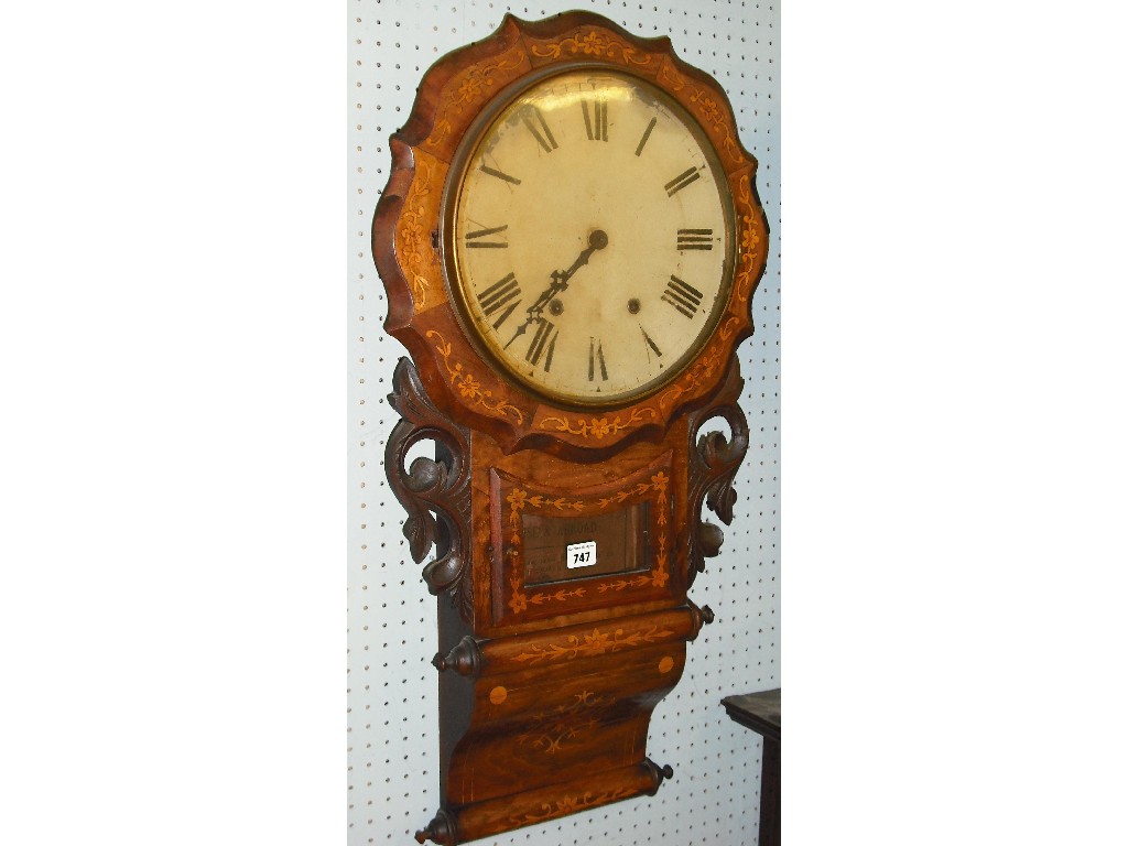 Appraisal: Jerome Co walnut two train drop dial wall clock within