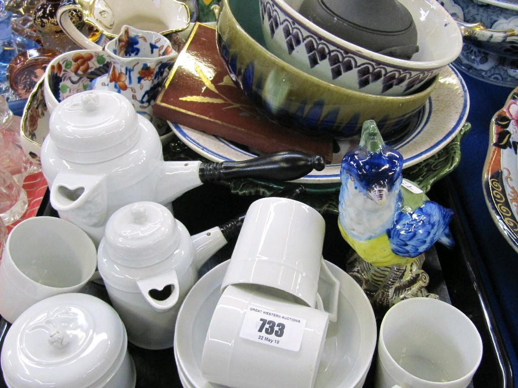 Appraisal: Tray lot of assorted ceramics to include Masons tin glazed