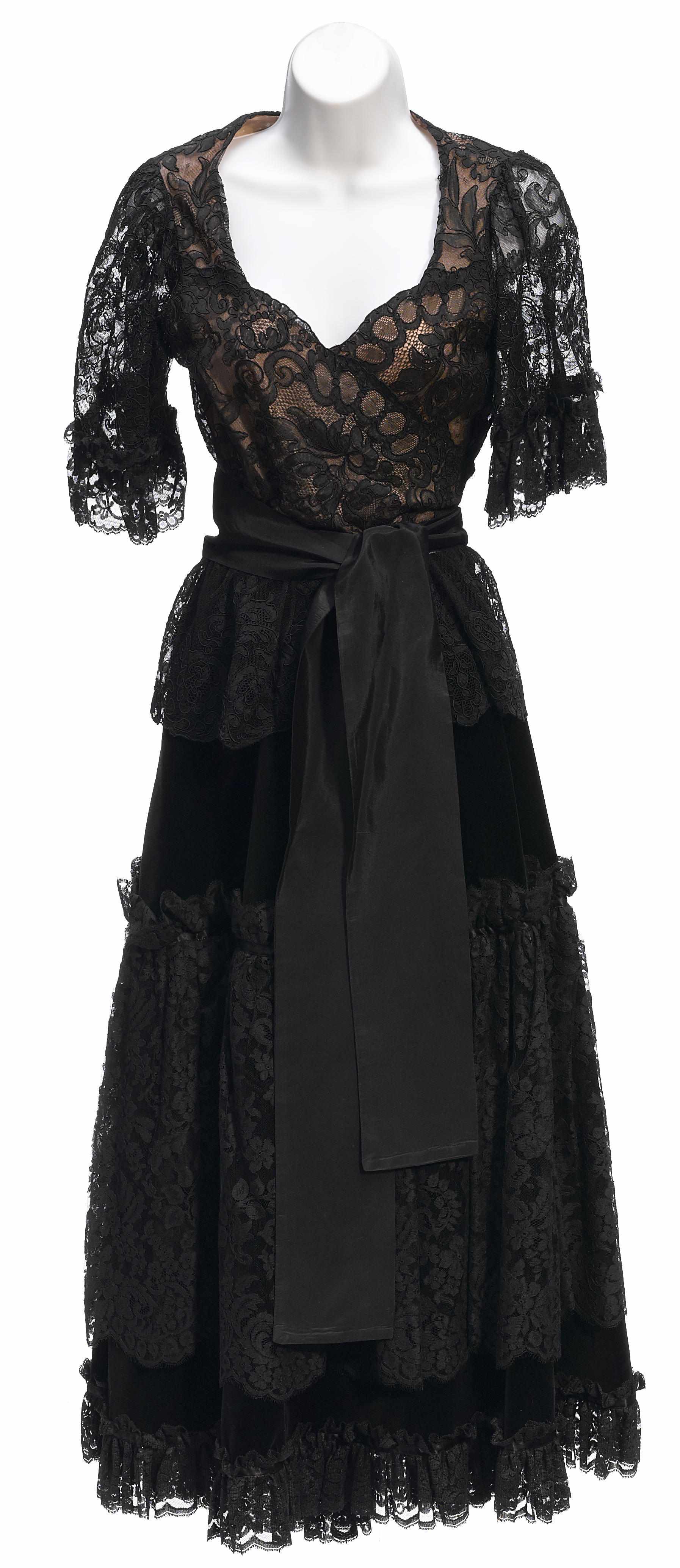 Appraisal: A Koos black lace and taffeta blouse and skirt both