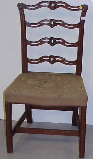 Appraisal: English Chippendale side chair mahogany pierced ribbon back with central