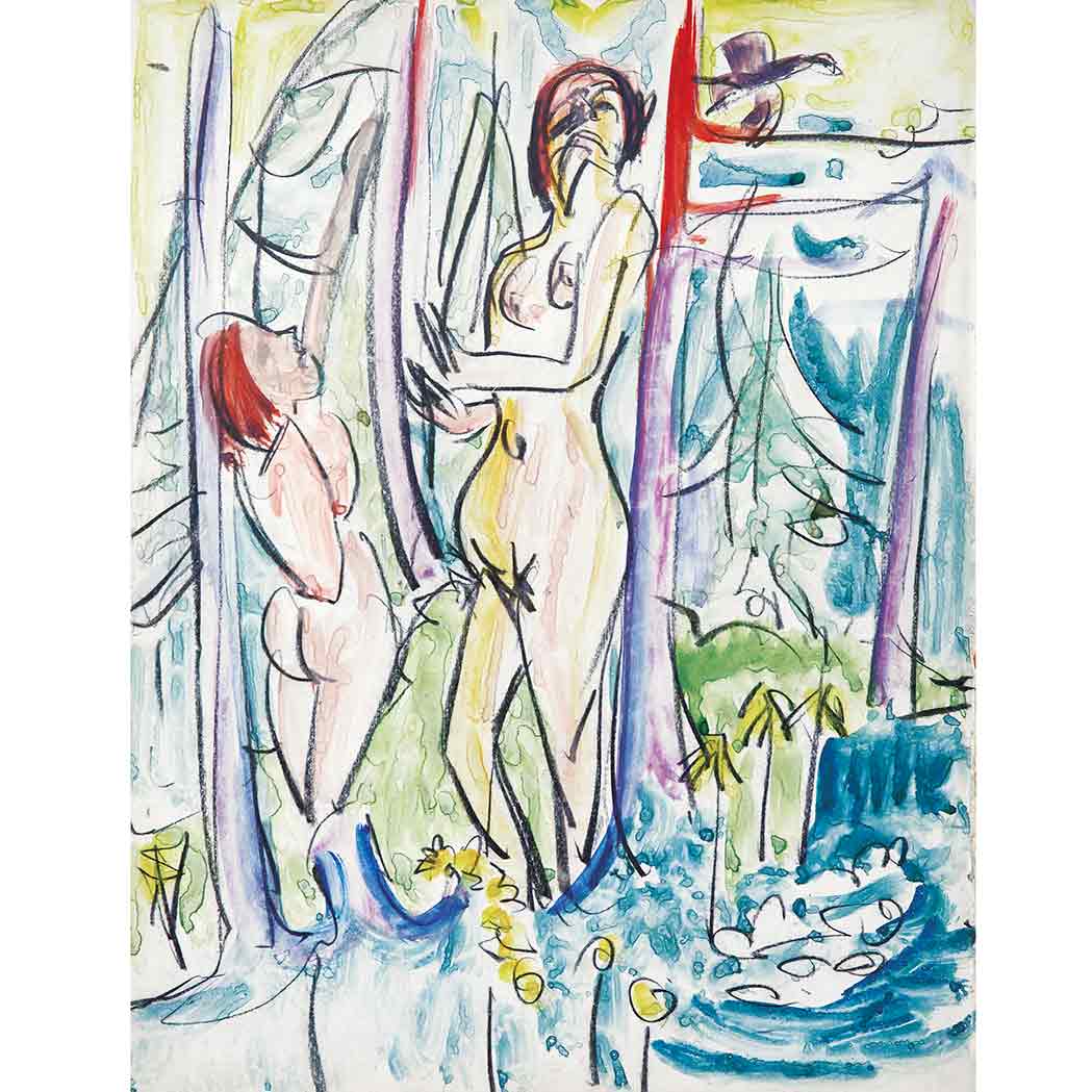 Appraisal: Ernst Ludwig Kirchner German - Zwei Akte im Wald -