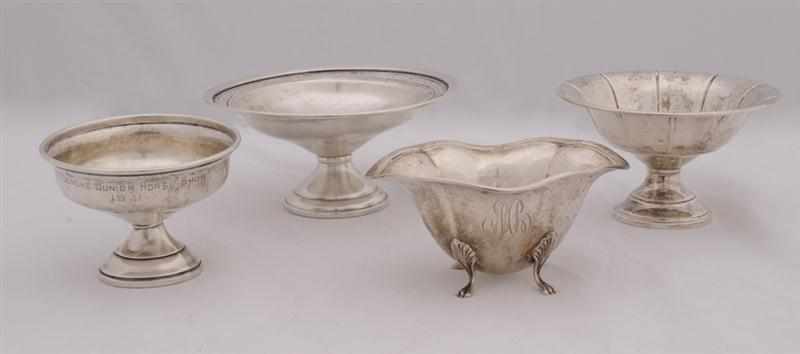 Appraisal: THREE AMERICAN WEIGHTED SILVER PRESENTATION STEMMED BON BON DISHES AND