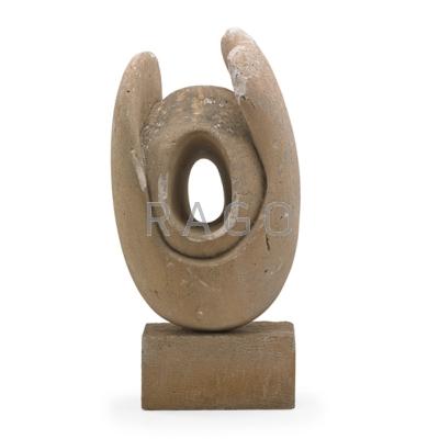 Appraisal: EDWIN SCHEIER - MARY SCHEIER - Large abstract cement sculpture