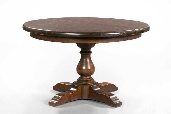 Appraisal: English-Style Stained Pine Pub Table mid- th century the thick