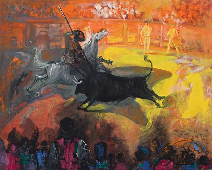 Appraisal: BYRON BROWNE American - ''La Corrida'' oil on canvas signed