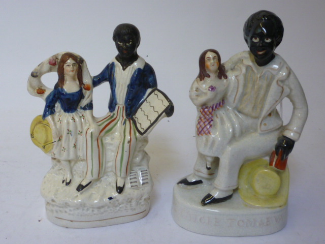 Appraisal: A STAFFORDSHIRE POTTERY FLATBACK FIGURE GROUP mid th century modelled