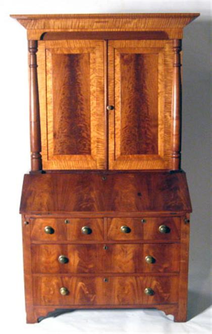 Appraisal: Classical maple and cherrywood secretary bookcase circa In two parts