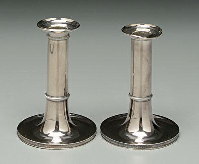 Appraisal: Pair Viennese silver candlesticks lotus borders at bases marks for