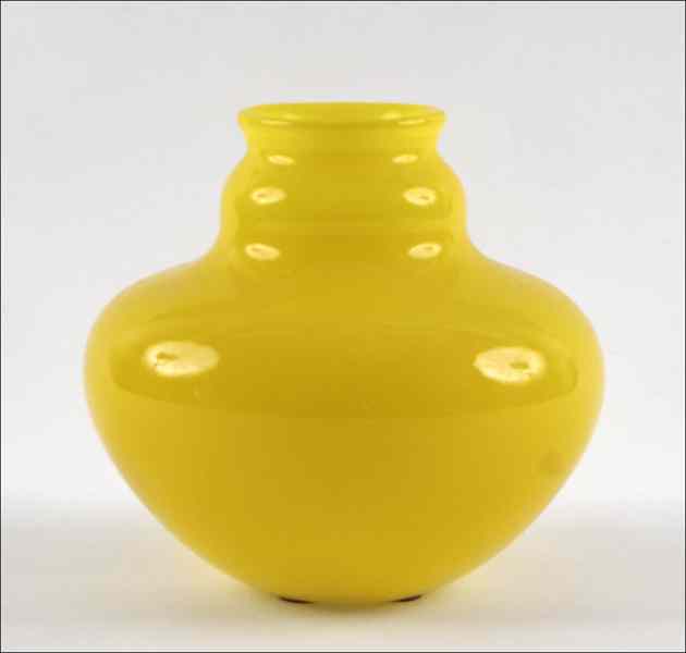 Appraisal: DANIEL LOTTON MANDARIN YELLOW GLASS VASE Base is signed ''Daniel