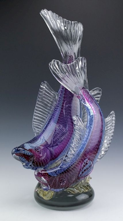 Appraisal: Murano Italian Art Glass Double Fish Sculpture Monumental Murano double