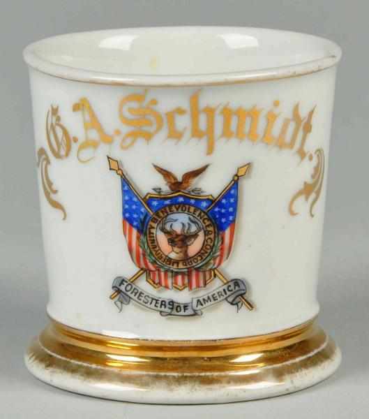 Appraisal: Fraternal Shaving Mug Gilt name G A Schmidt For the