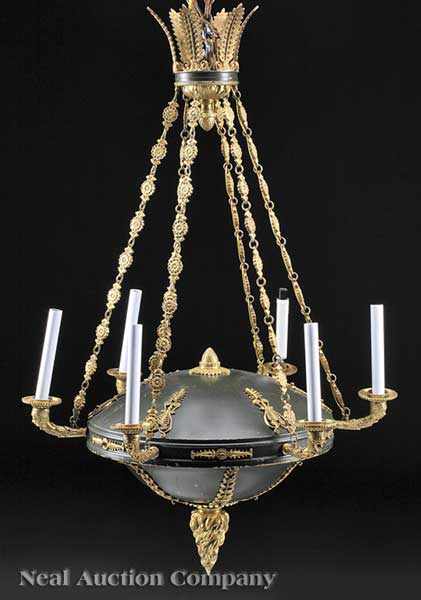 Appraisal: A Neoclassical-Style Gilt Patinated Bronze and T le Chandelier corona