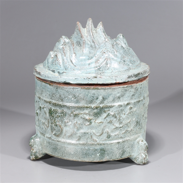 Appraisal: Chinese Ceramic hill top covered tripod censer overall good condition