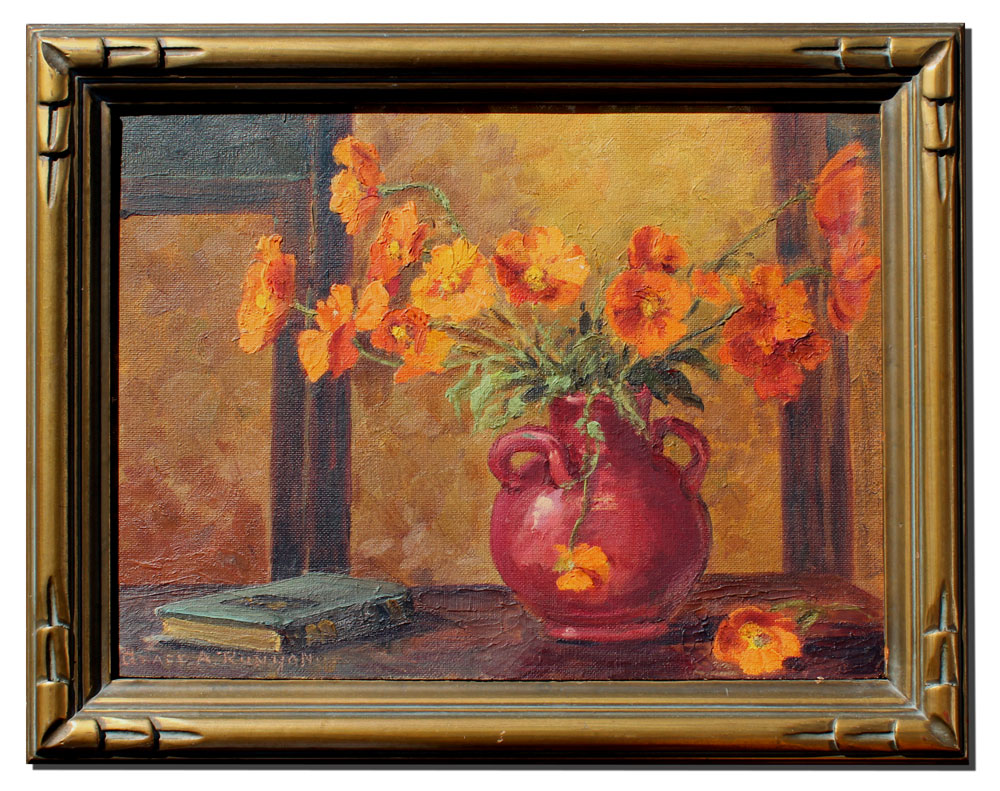 Appraisal: RUNYON Grace American th C Floral Still Life OIL Canvasboard