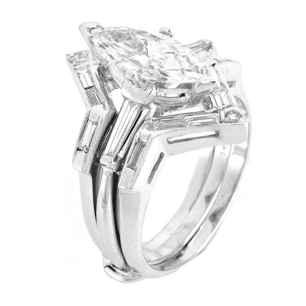 Appraisal: ct TW Diamond and Platinum Engagement Ring Set Carat Diamond