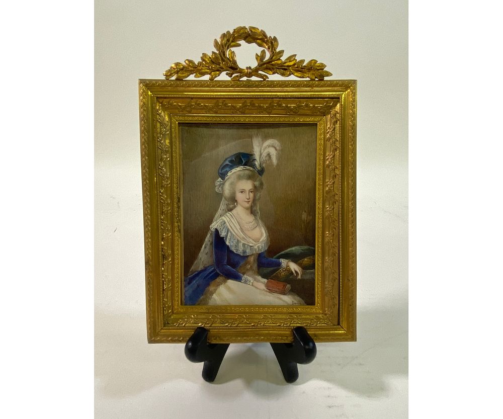 Appraisal: Miniature Watercolor Portrait Miniature watercolor portrait of Marie Antoinette signed