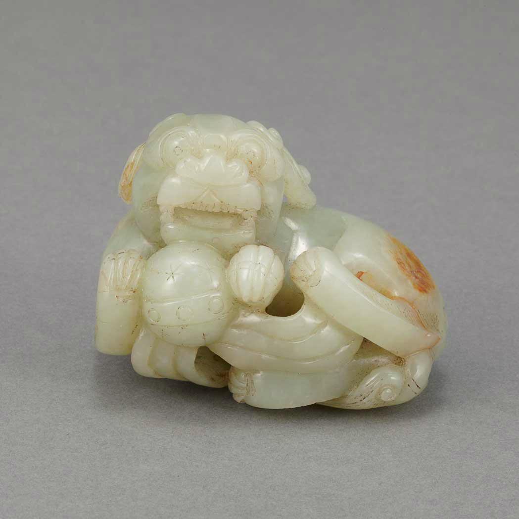 Appraisal: Chinese Celadon Jade Lion Late Qing Dynasty Carved in a