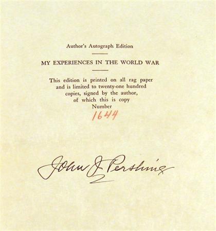 Appraisal: vols Pershing John J My Experiences in The World War