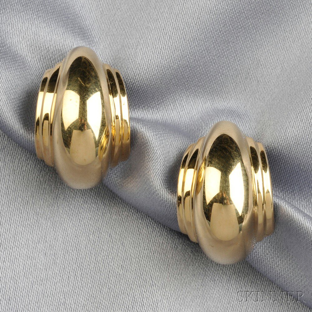 Appraisal: kt Gold Earclips Paloma Picasso Tiffany Co lg in signed