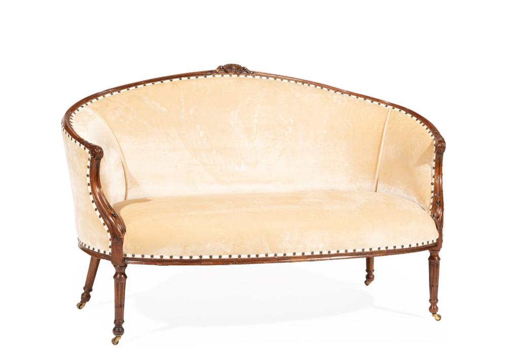 Appraisal: Louis XVI Carved Walnut Settee late th c arched crest