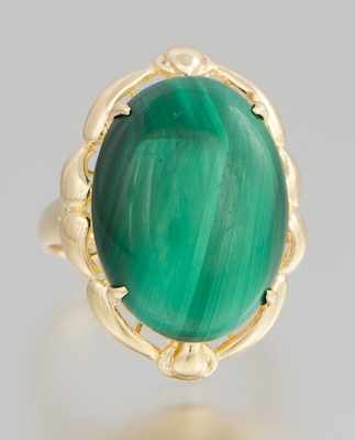 Appraisal: A Malachite and Gold Ring k yellow gold ring set