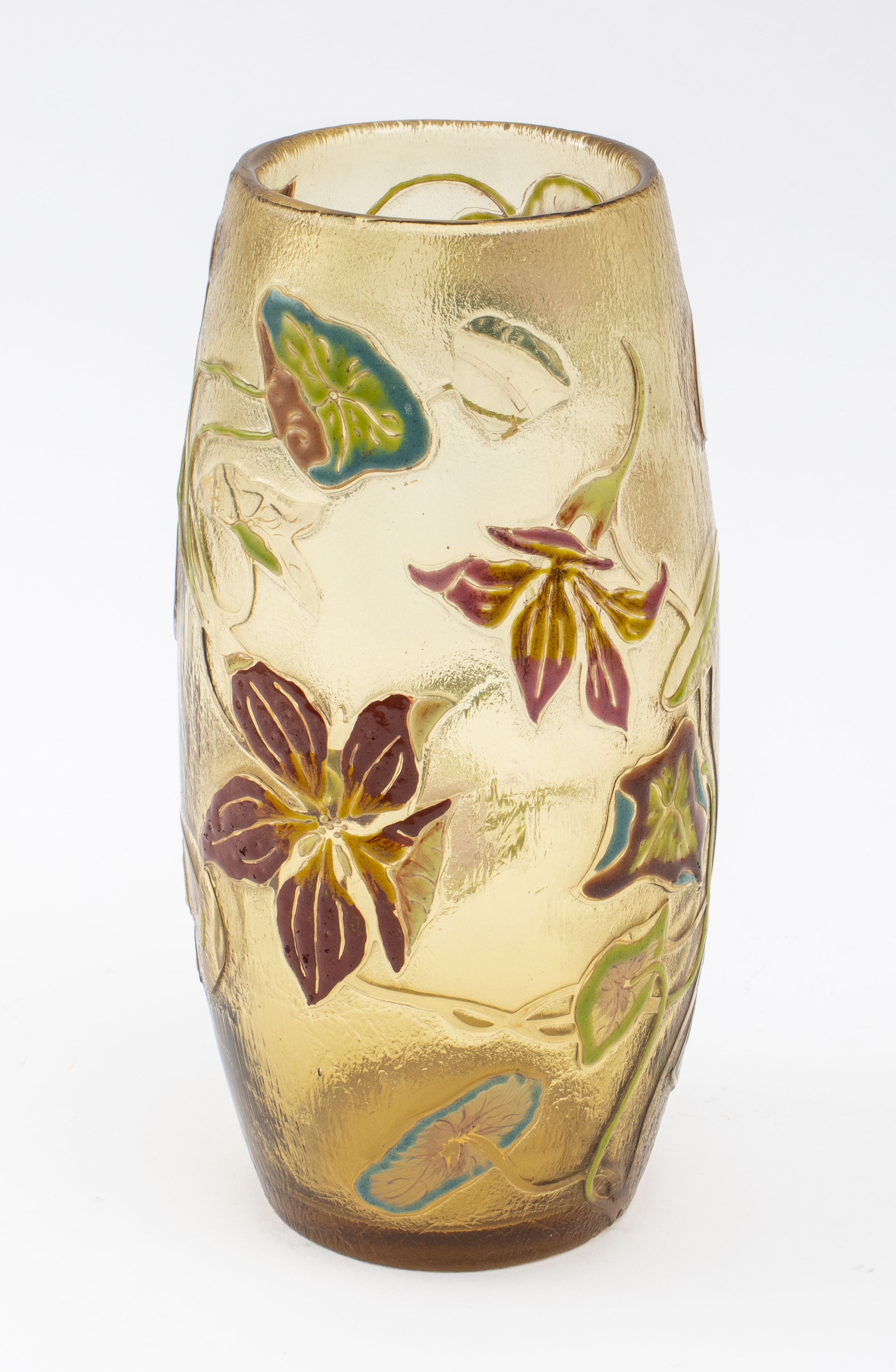 Appraisal: GALLE GLASS VASE WITH GOLD FOIL Galle amber enameled art