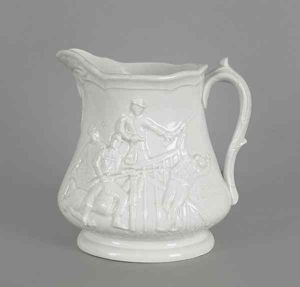 Appraisal: Ironstone Civil War commemorative pitcher marked M A P Trenton