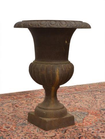 Appraisal: Cast iron campagna garden urn oxidized having thick molded edge