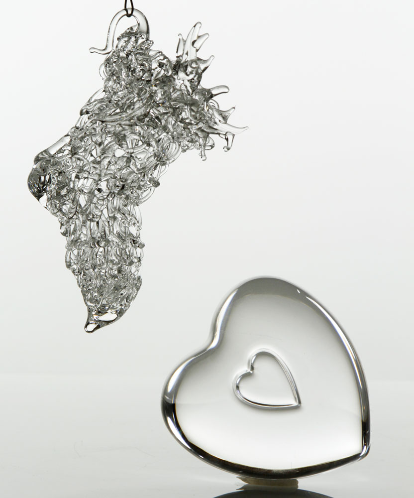 Appraisal: - Steuben Crystal Heart and Christmas Ornament Steuben crystal heart