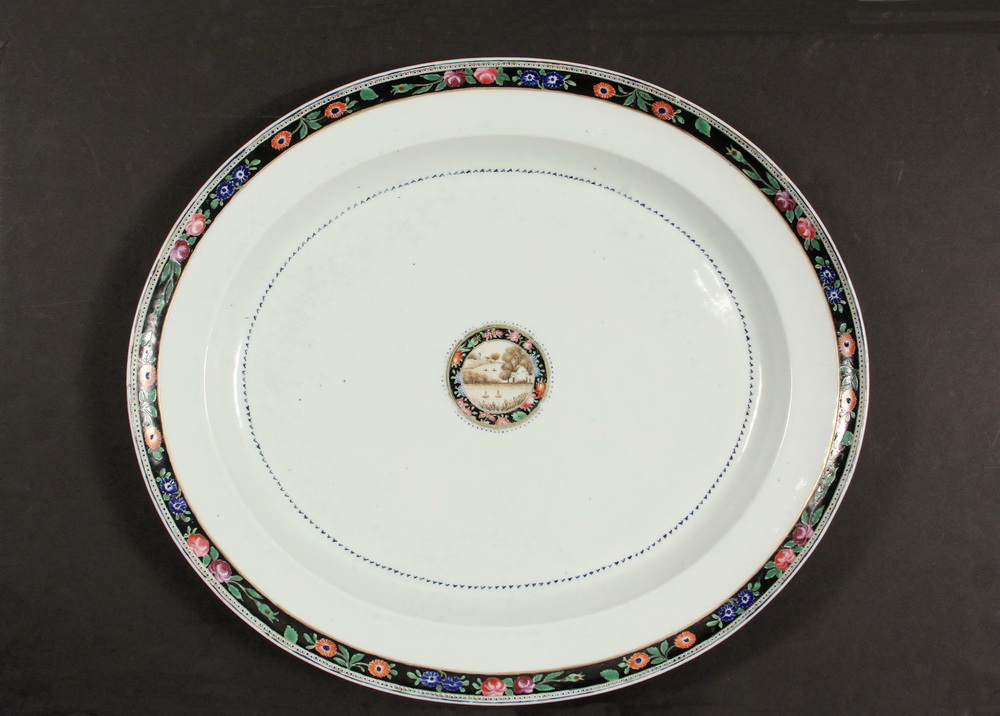 Appraisal: OUTSTANDING CHINESE EXPORT PLATTER - Broad Oval Deep Porcelain Platter