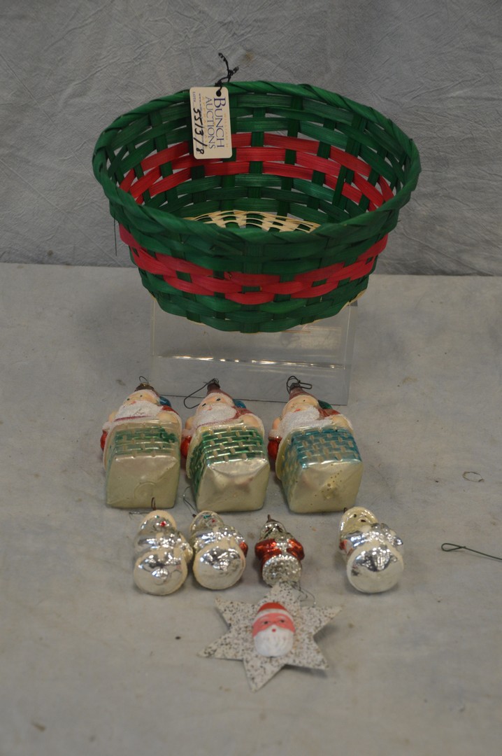 Appraisal: Vintage Santa blown glass Christmas ornaments and a plaster Santa