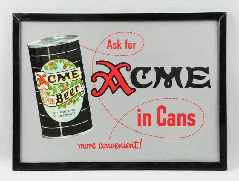 Appraisal: Acme Beer Tin Advertising Sign This s era Acme sign