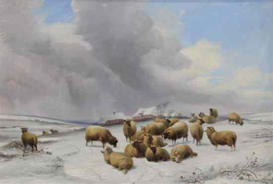 Appraisal: Thomas Sidney Cooper - oil on board Sheep in a