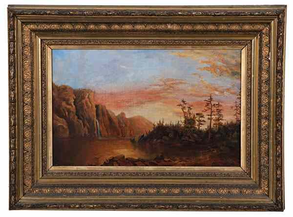 Appraisal: Waterfall at Sunset Probably American late th-early th century Oil