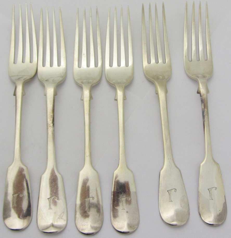 Appraisal: Four Victorian silver fiddle pattern table forks Exeter and two