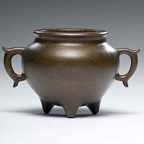 Appraisal: Bronze Incense Burner Chinese A three-footed globular form bronze incense