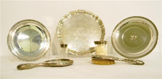 Appraisal: Three sterling silver round trays two are reticulated along with