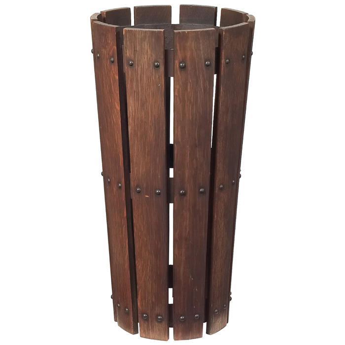 Appraisal: Good Gustav Stickley umbrella stand tapered form with slats riveted