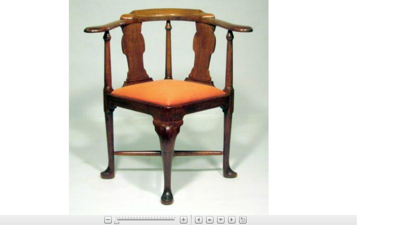 Appraisal: George II walnut corner chair the horseshoe back over solid