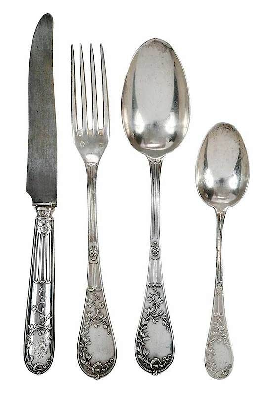 Appraisal: Pieces French Silver Flatware th century including eight - in