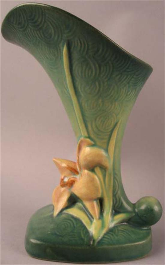 Appraisal: Roseville Pottery Green Zephyr Lily Cornucopia - Signed Roseville U