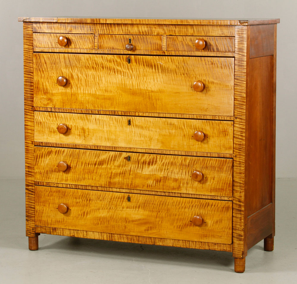 Appraisal: - th C Tiger Maple Chest th century chest tiger