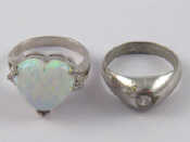 Appraisal: Two white metal rings