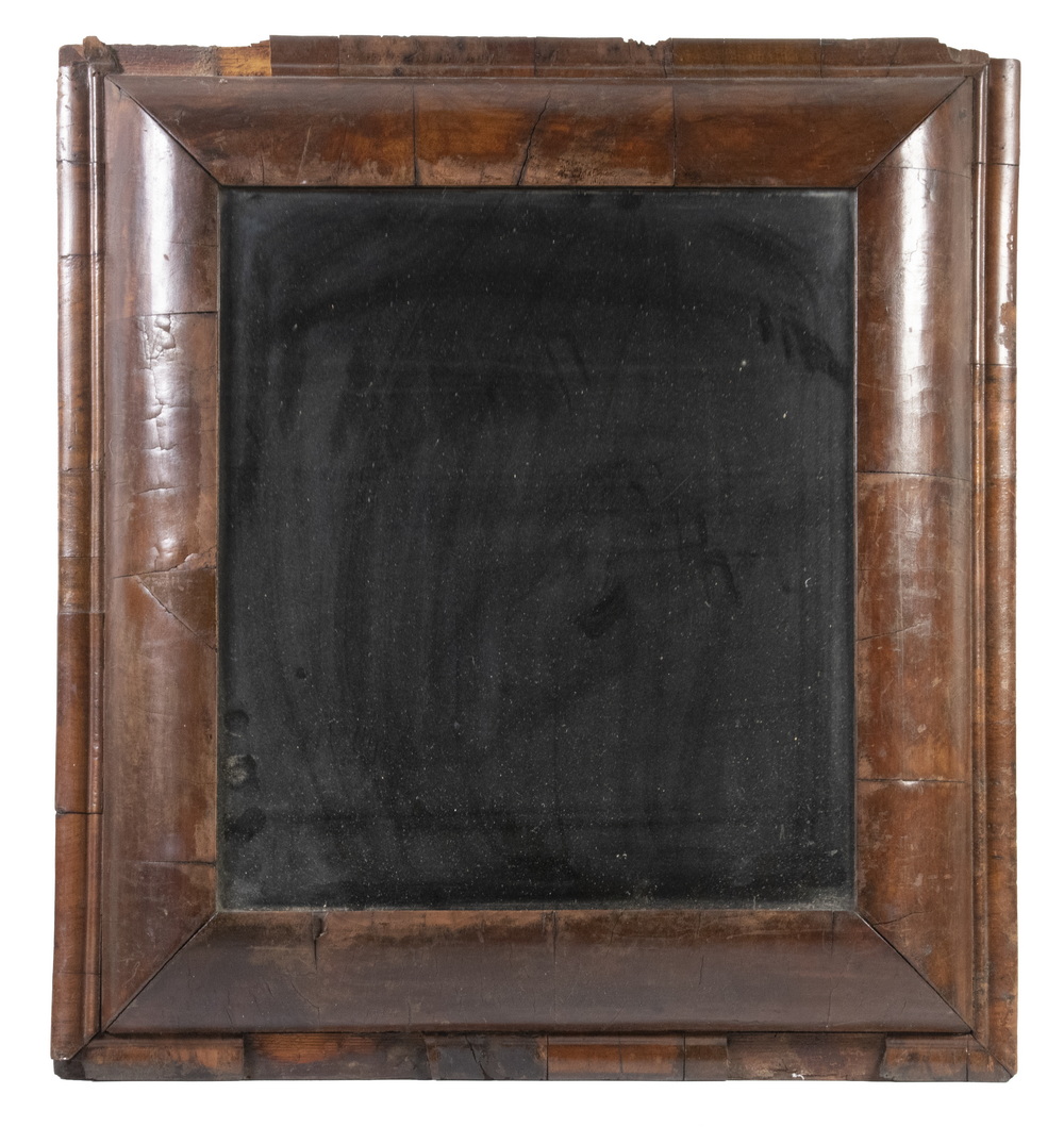 Appraisal: WILLIAM MARY PERIOD LOOKING GLASS Convex Frame in figured mahogany