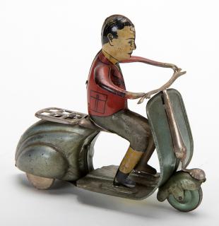 Appraisal: Wind-Up Moped Early twentieth century Wind-up moped tin litho toy