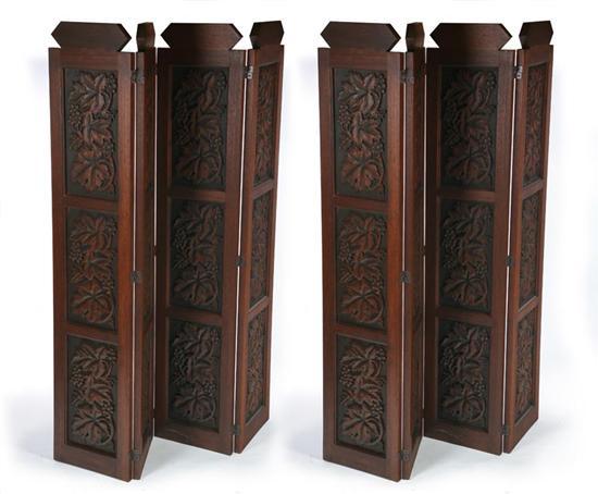 Appraisal: PAIR OF CARVED SCREENS Probably Asian th century mahogany Each