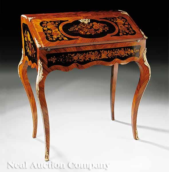 Appraisal: An Antique Louis XVI-Style Bronze-Mounted Marquetry and Parquetry Lady's Writing