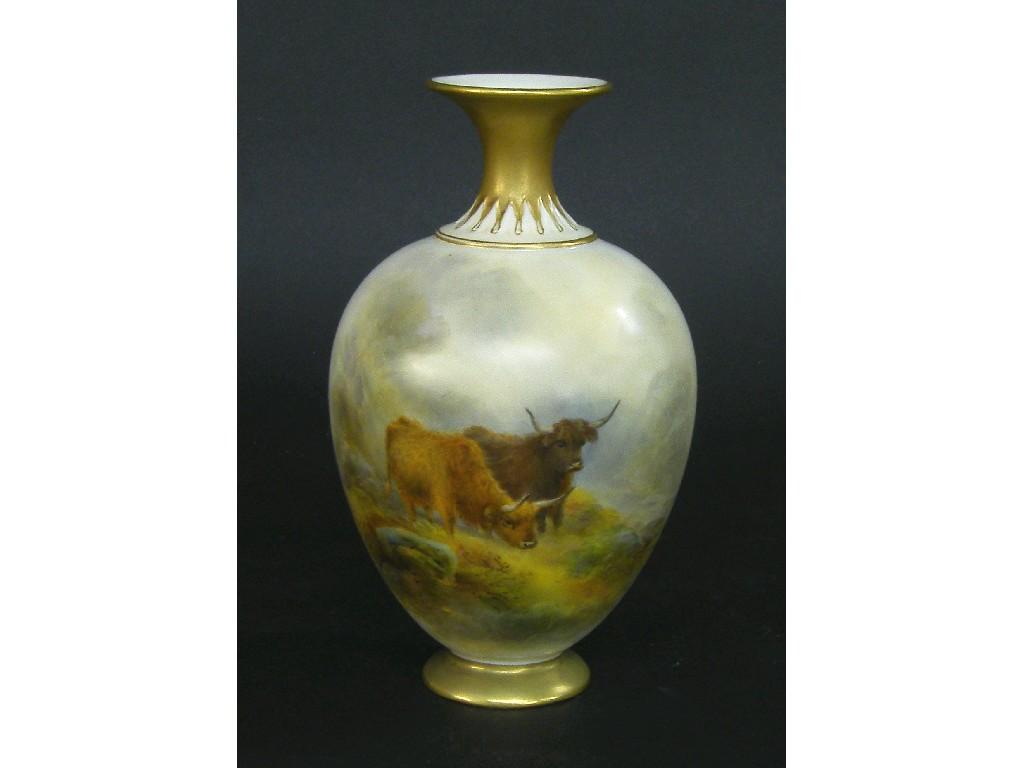 Appraisal: Royal Worcester ovoid vase by Harry Stinton painted with Highland