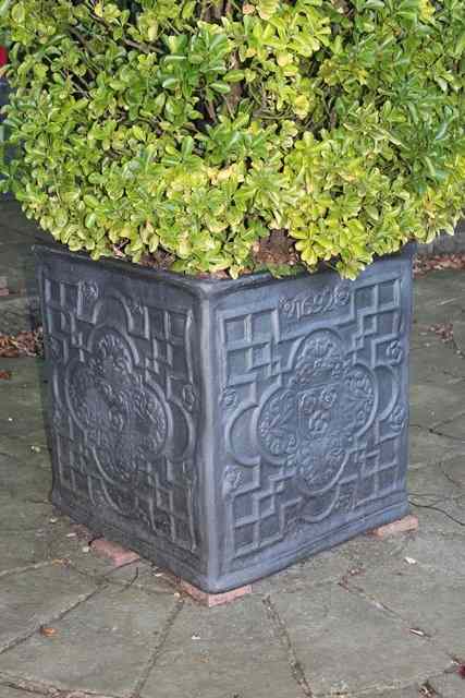 Appraisal: A PAIR OF COMPOSITE FAUX LEAD GEORGIAN STYLE CUBIC PLANTERS